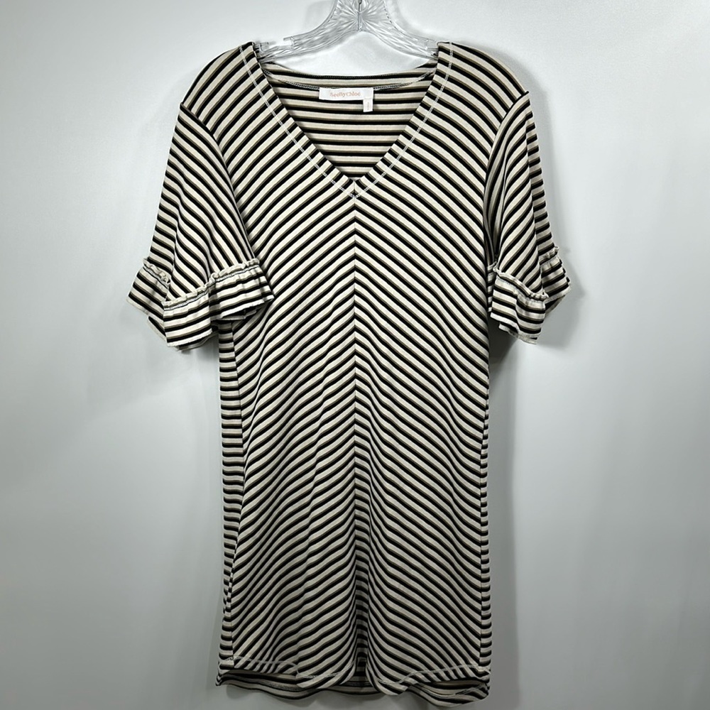 See By Chloe stripe flutter sleeve jersey dress size small